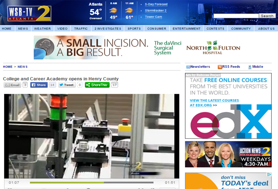 New College and Career Academy Opens in Henry County Featuring Intelitek’s Advanced Manufacturing Equipment